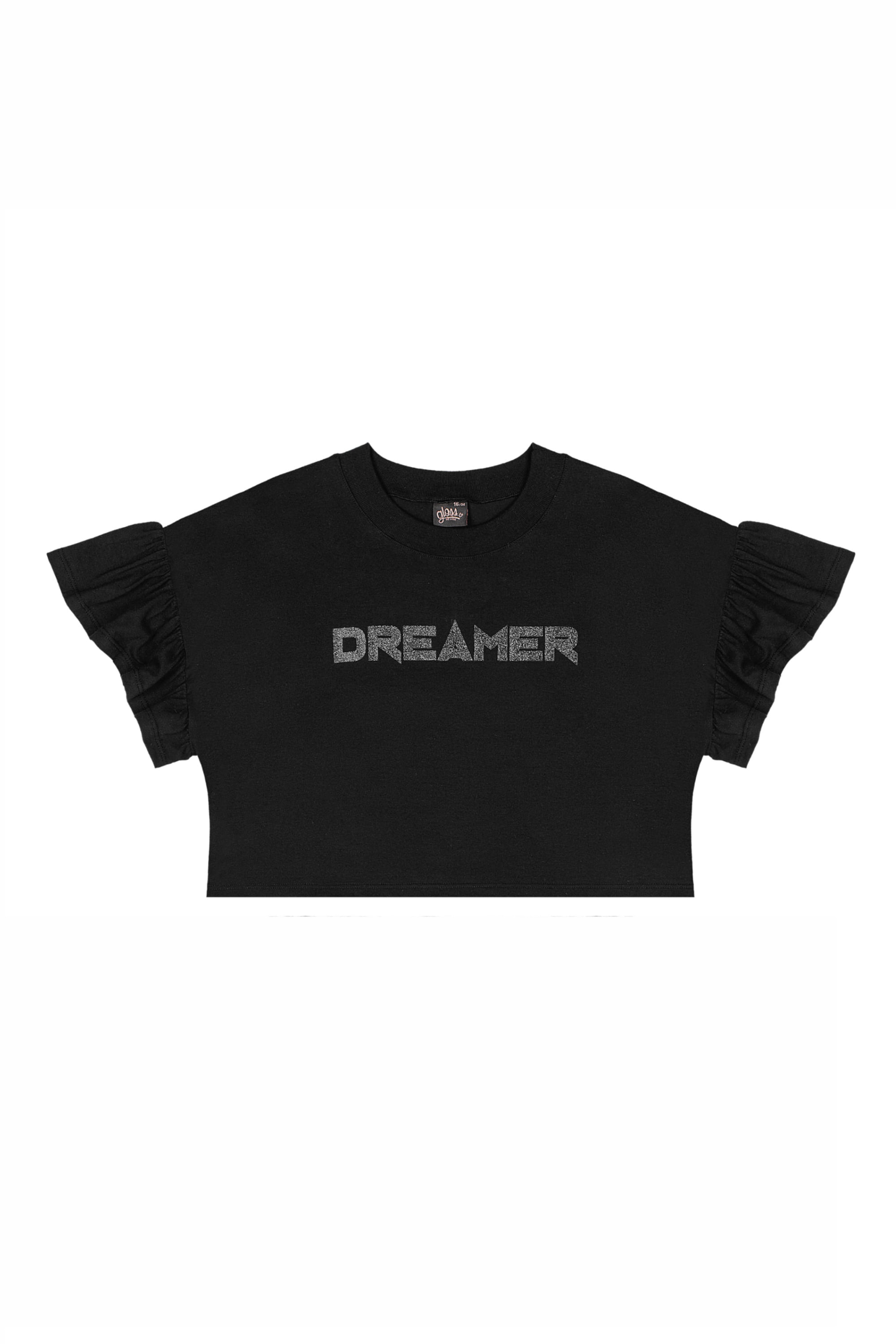 Conjunto Juvenil com Blusa Cropped e Saia Brilhante (Preto) Gloss - Imagem 15
